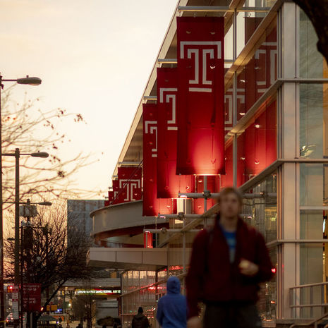 students walking on temple's campus