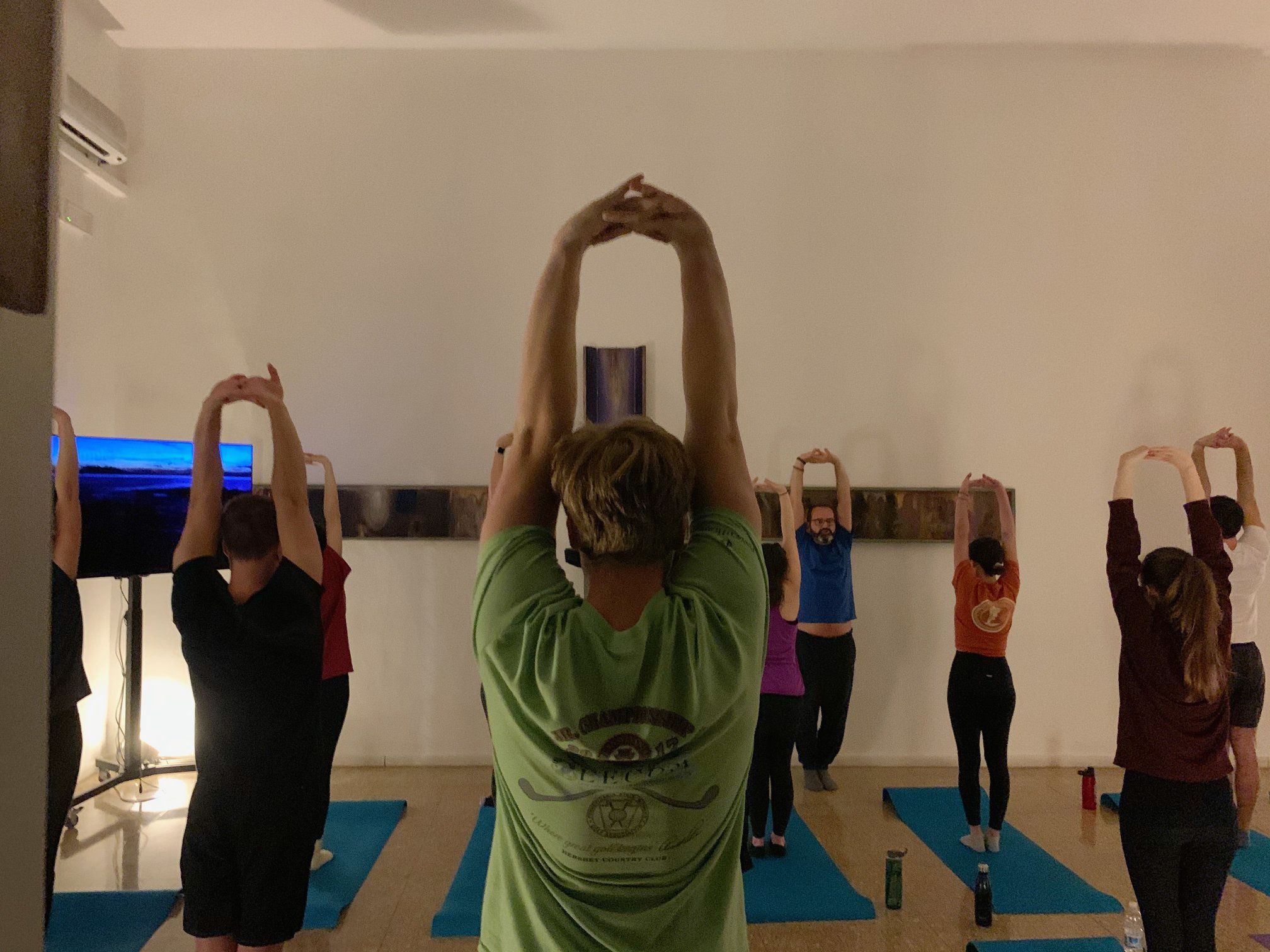 Students doing yoga