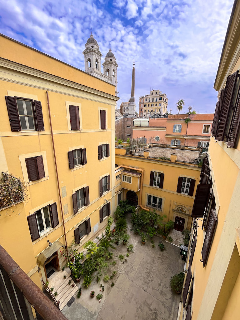 View of Temple Rome's internal courtyard and campus buildings.